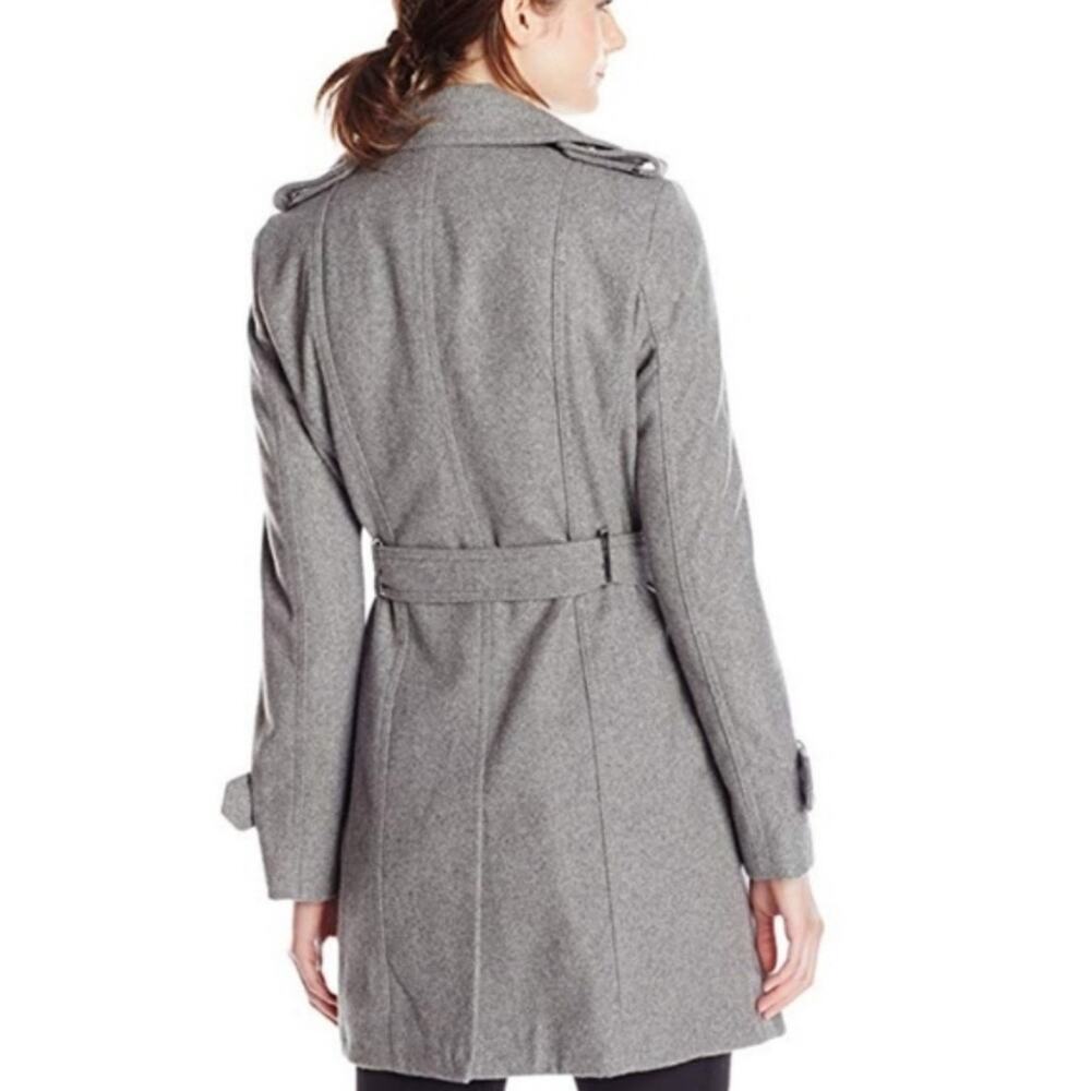 Calvin Klein Wool Blend Belted Wrap Coat – Gray – Size Medium - Picture 4 of 12